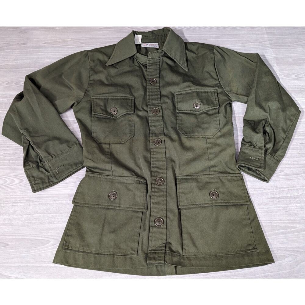 Vintage Champion's Choice Shirt Jacket OD Army Green Adult Small S 4 Pocket‎ 38"